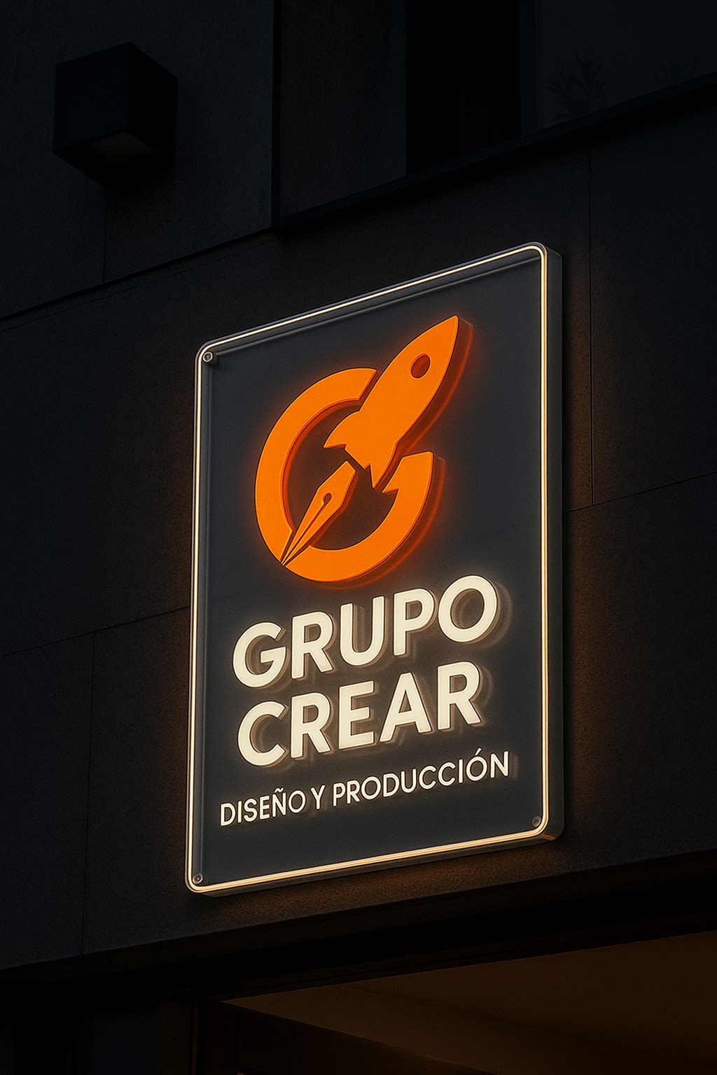 Aviso vertical con iluminación Grupo Crear