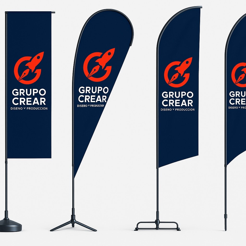 Banderas tipo pluma publicitarias para exterior