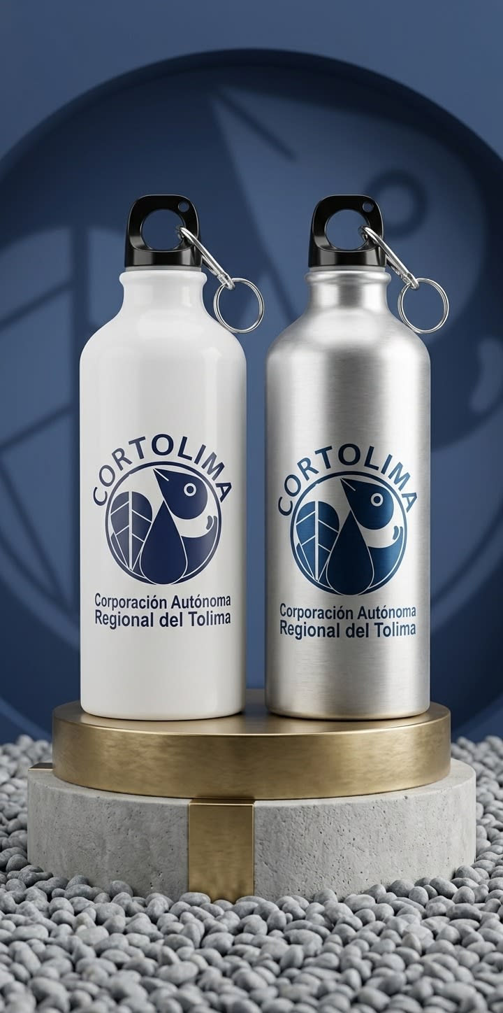 Botilitos metálicos grabados Cortolima