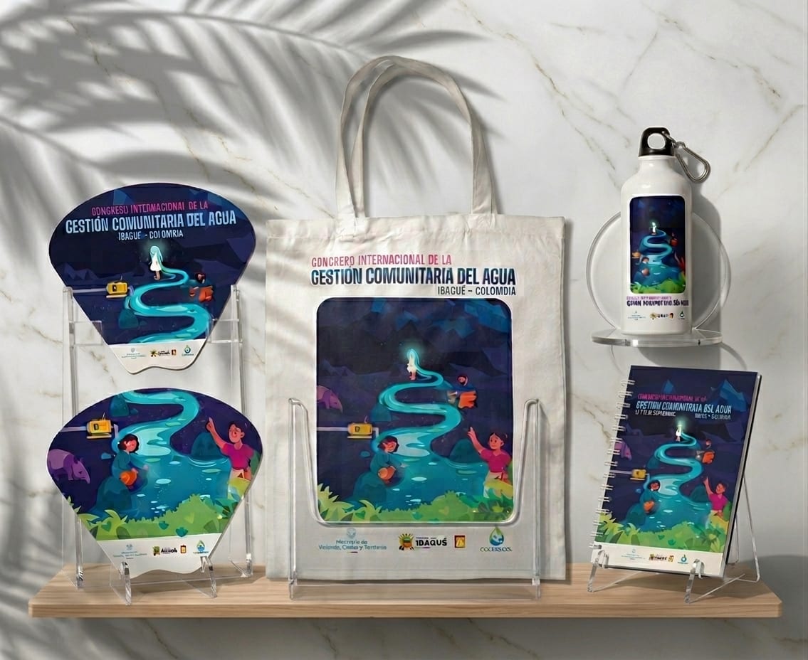 Exhibición de kit promocional Congreso del Agua