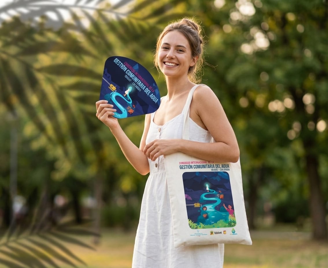 Modelo promocional con productos de marca Congreso Ibagué