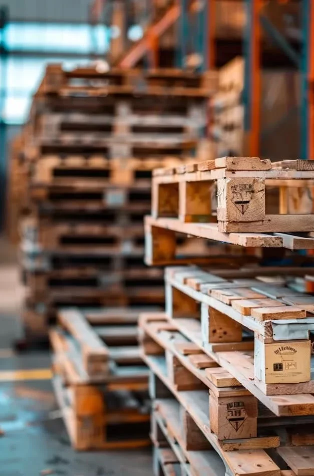 Pilas de pallets tratados