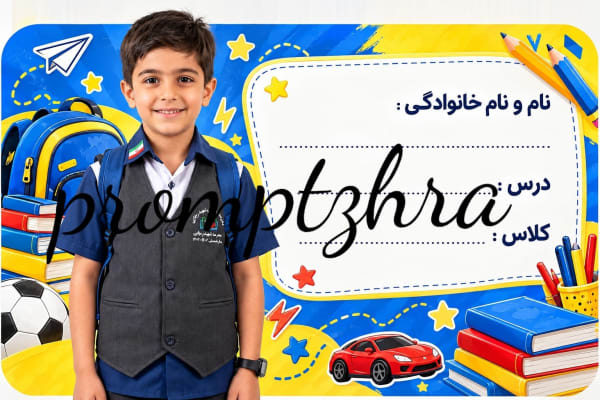 پرامپت برچسب دفتر مدرسه پسرانه