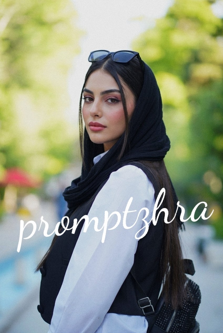پرتره استودیویی مدلینگ با پسزمینه سرسبز