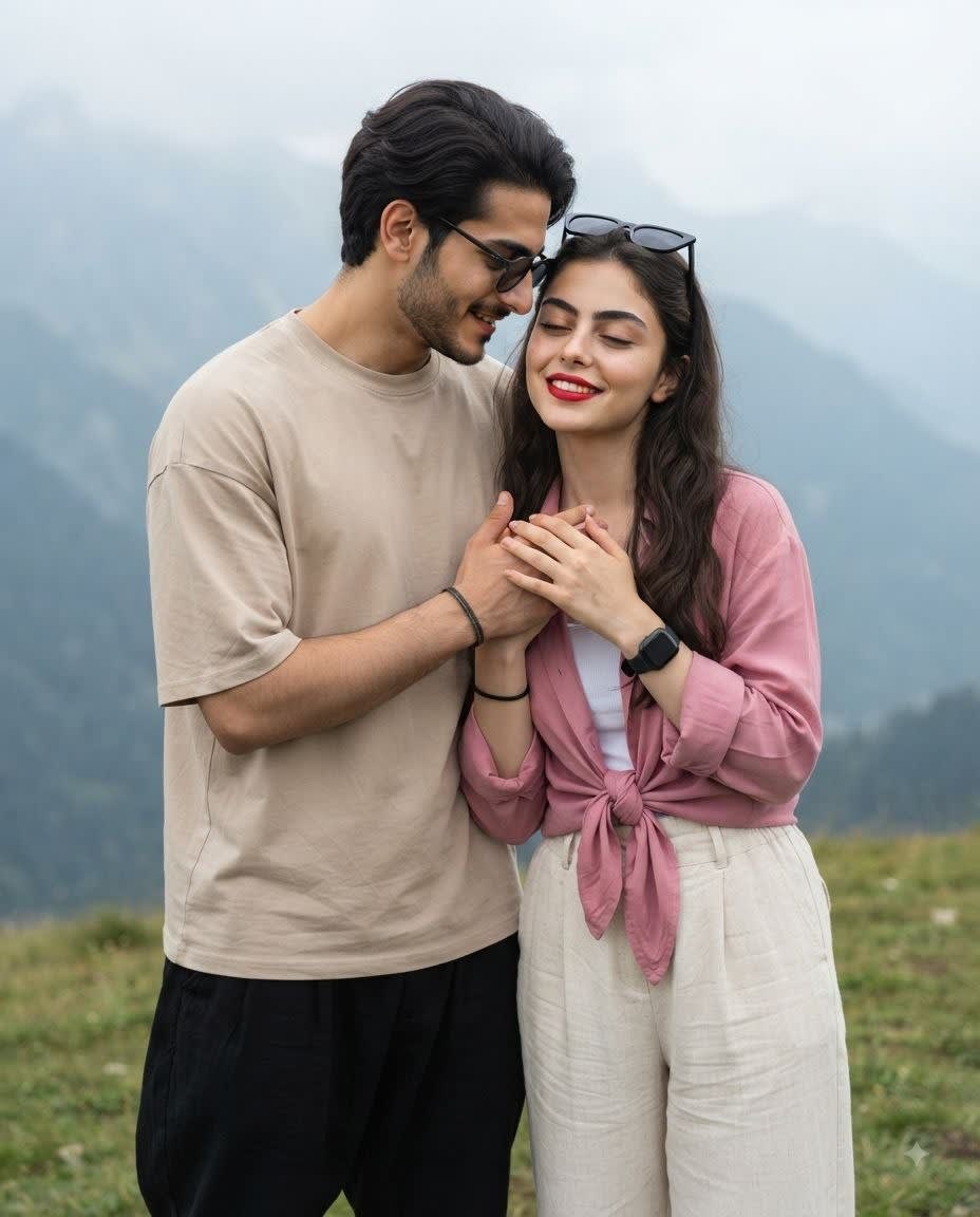 تصویر دو نفره صمیمی با حفظ چهره