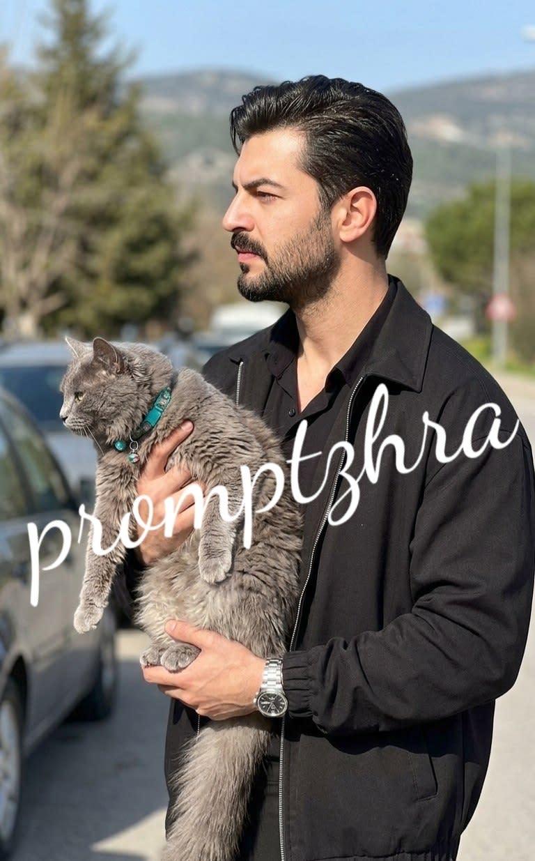 پرتره فضای باز با گربه خاکستری