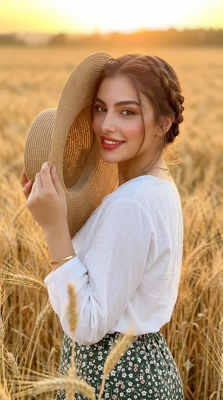 پرامپت پرتره رئالیستیک در مزرعه گندم