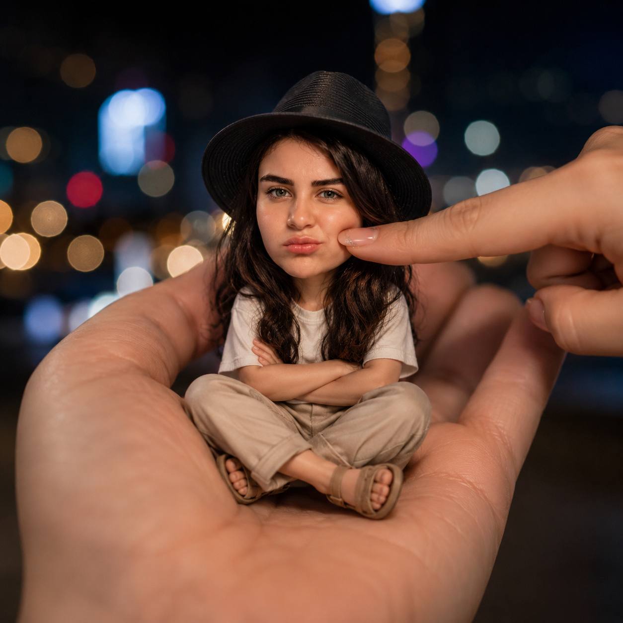 تصویر پرامپت پرتره مینیاتوری فانتزی در دست انسان | PromptsFA