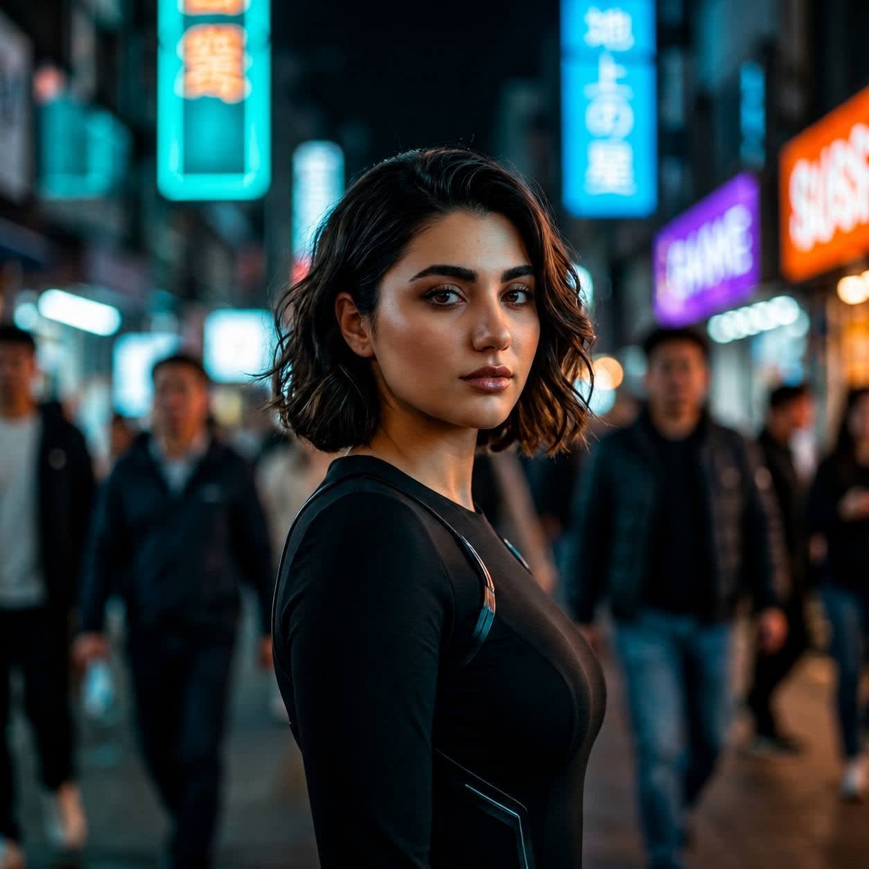 تصویر پرامپت پرتره سینمایی سایبرپانک | PromptsFA