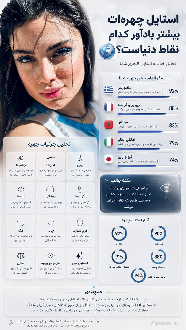 تصویر پرامپت اینفوگرافیک تحلیل استایل چهره اینستاگرام | PromptsFA