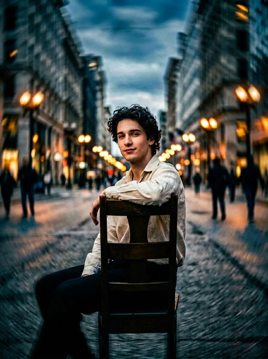 تصویر پرامپت صحنه سینمایی چرخش زمان حول شخصیت | PromptsFA