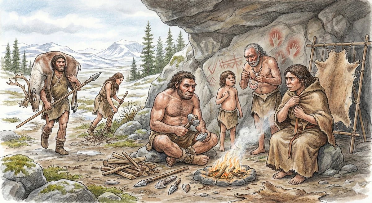 تصویر پرامپت بازسازی علمی نئاندرتالها | PromptsFA