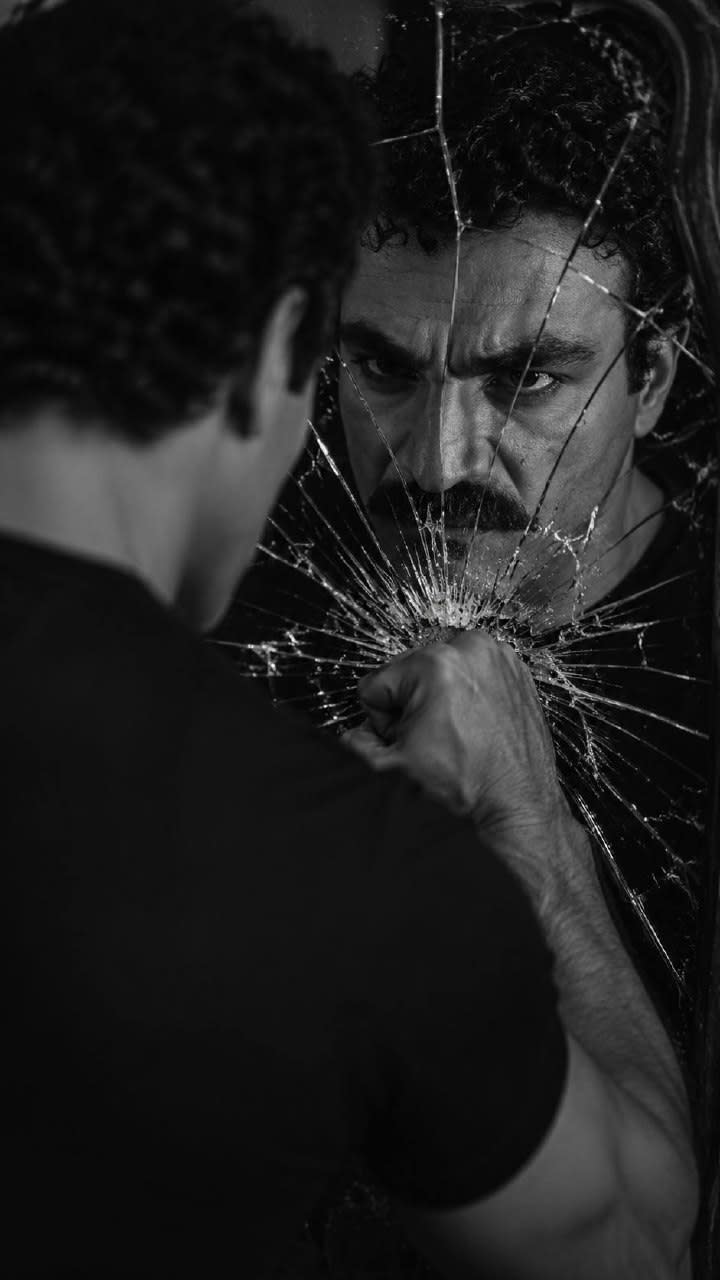 تصویر پرامپت پرتره سینمایی نوآر مرد خشمگین | PromptsFA