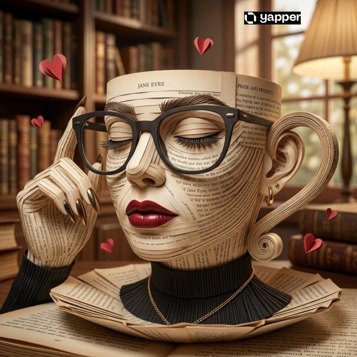 تصویر پرامپت اثر سوررئال فنجان قهوه کتابی | PromptsFA