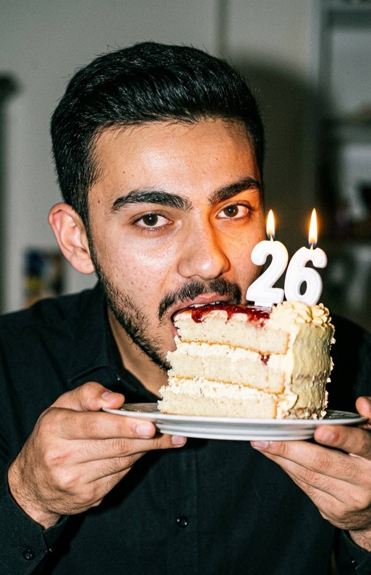 تصویر پرامپت پرتره سینمایی کیک تولد | PromptsFA