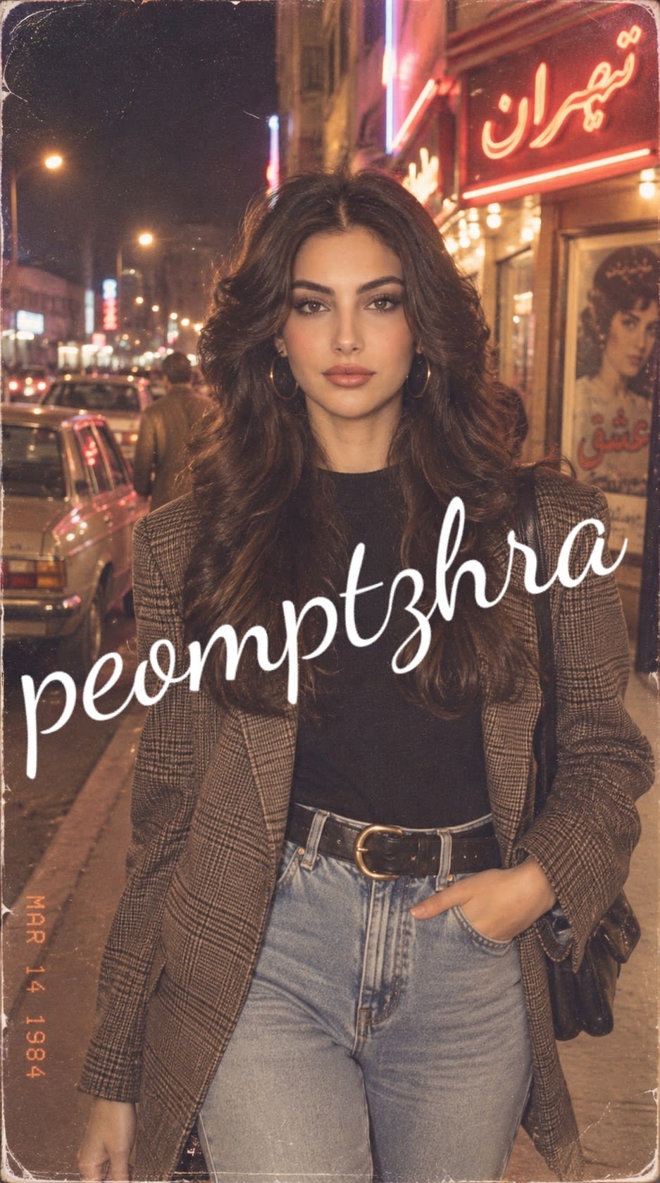 تصویر پرامپت پرتره وینتیج ایرانی دهه ۱۳۶۰ | PromptsFA