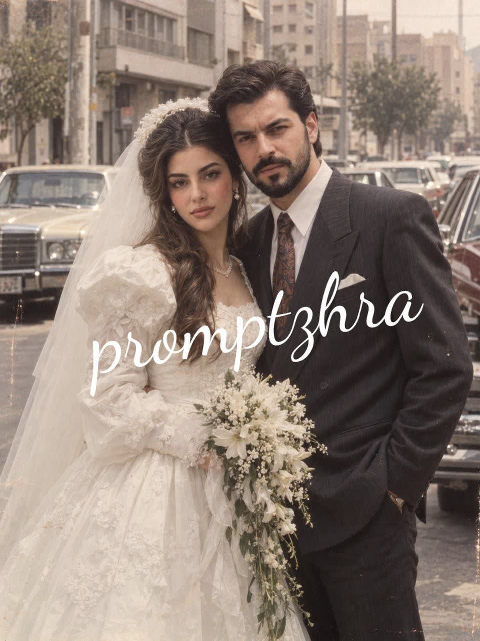 تصویر پرامپت عکس عروسی کلاسیک دهه هشتاد | PromptsFA