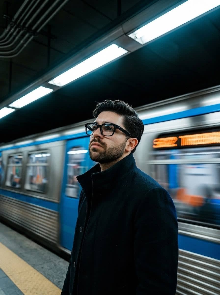 تصویر پرامپت پرتره سینمایی در مترو | PromptsFA