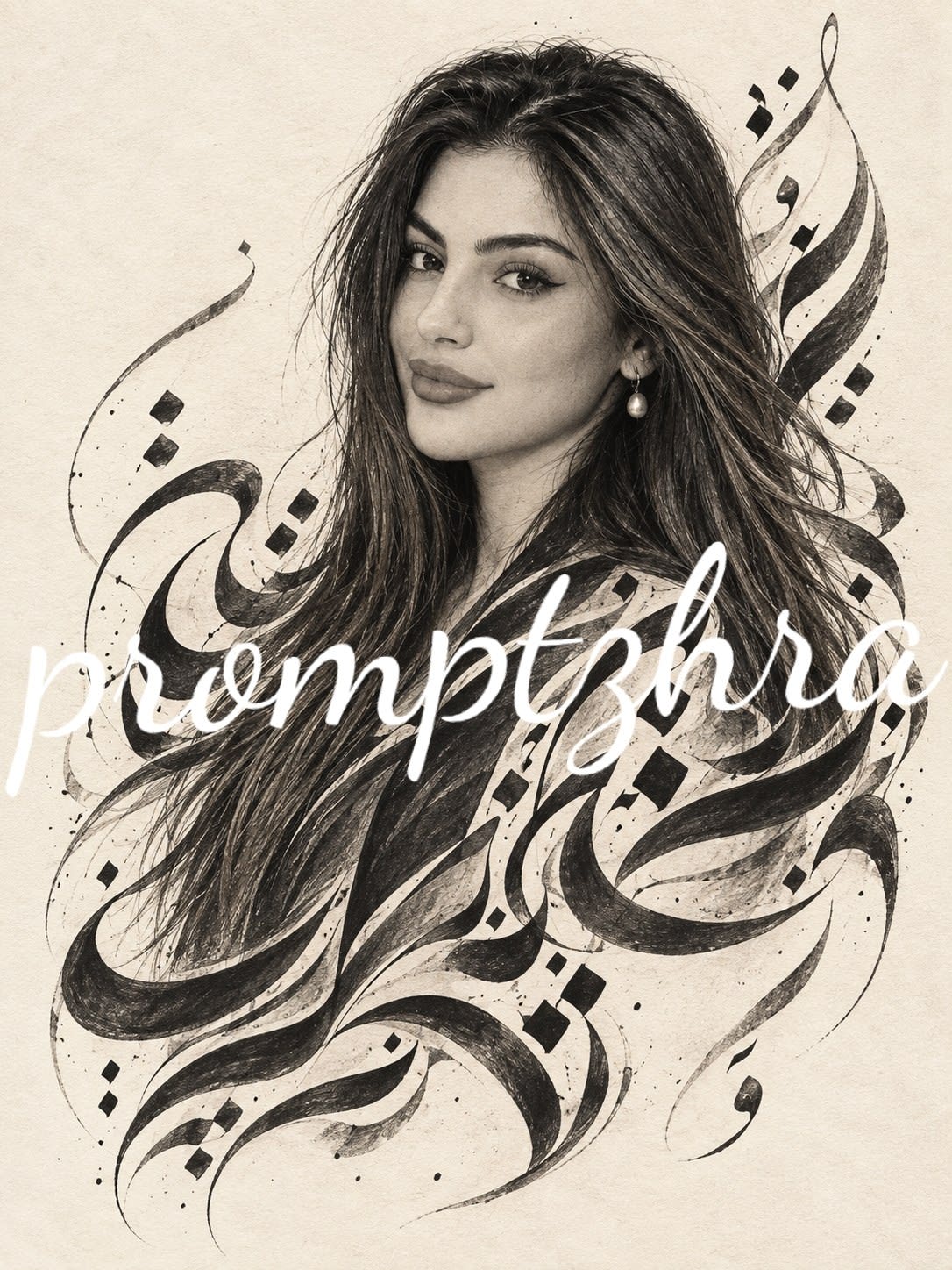 تصویر پرامپت هنر خوشنویسی و پرتره | PromptsFA
