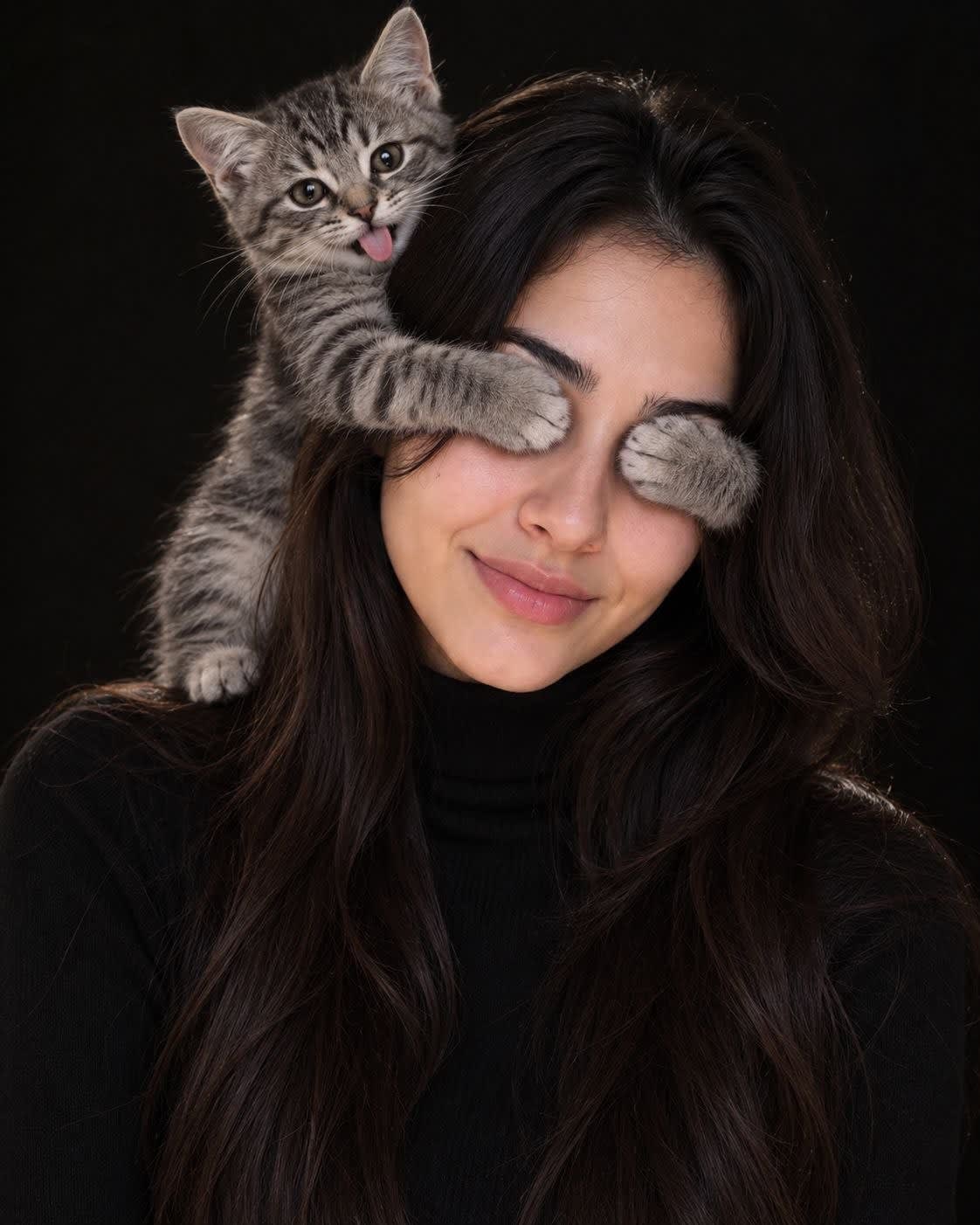 تصویر پرامپت پرتره استودیویی با گربه | PromptsFA