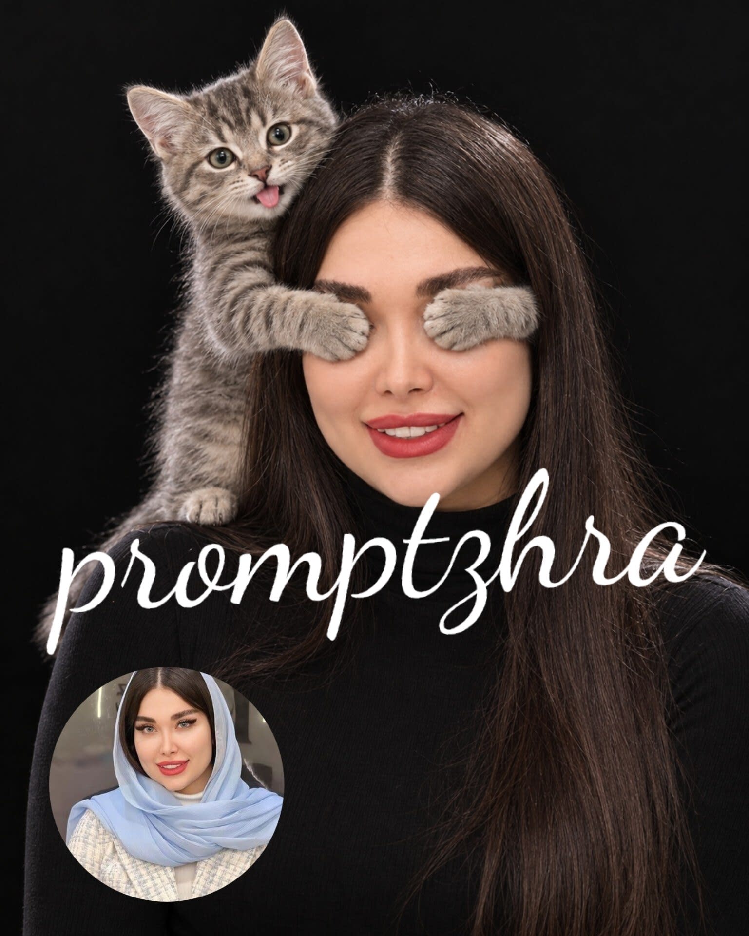 تصویر پرامپت پرتره استودیویی با گربه | PromptsFA
