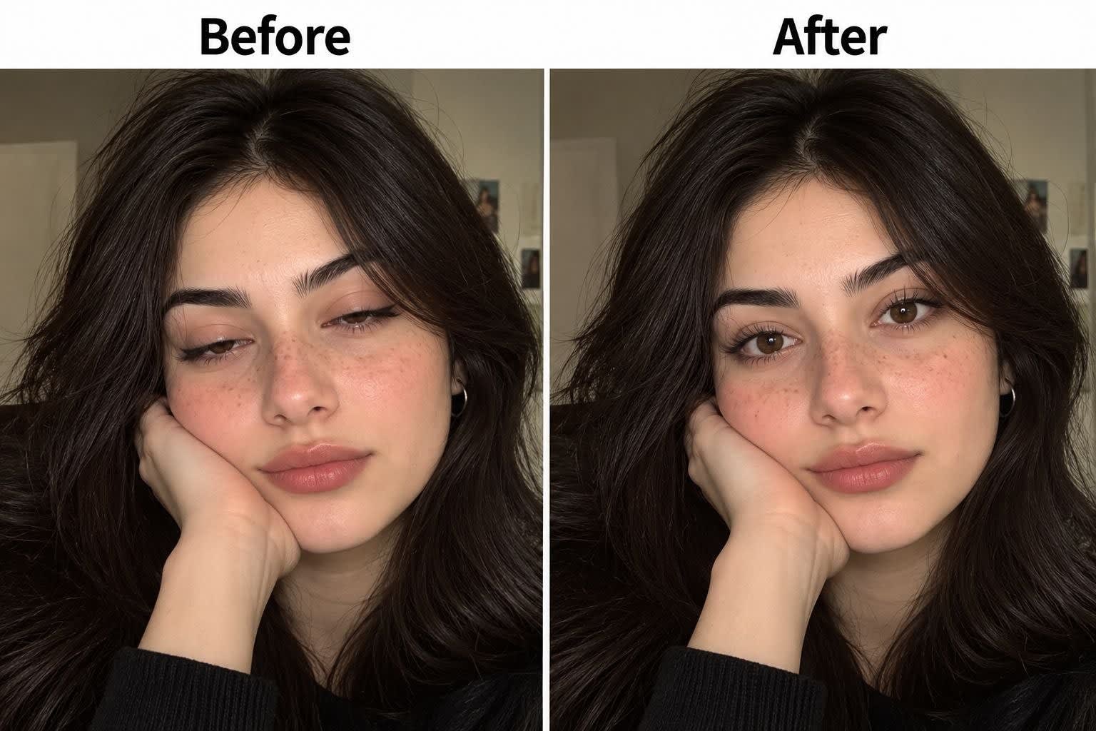 تصویر پرامپت اصلاح طبیعی چشمها در عکس | PromptsFA
