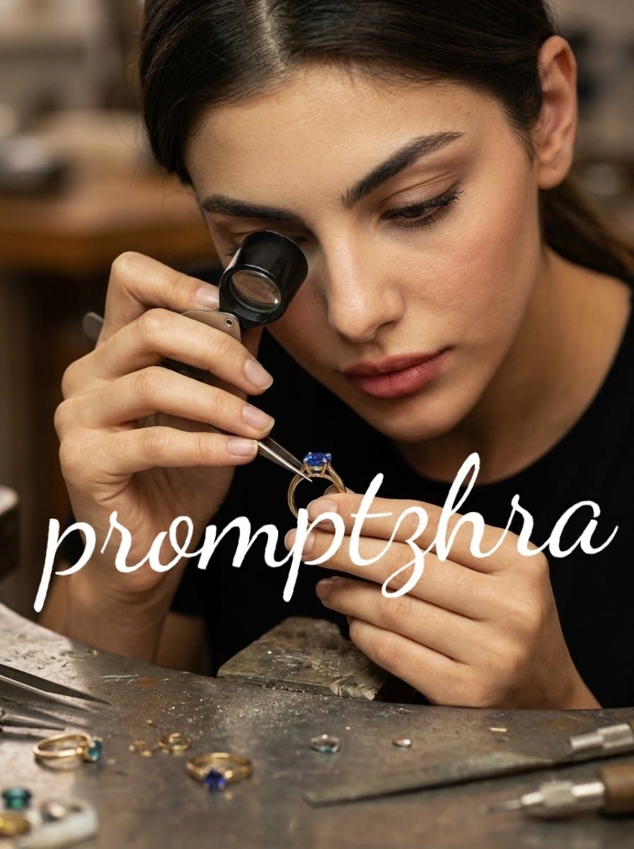 تصویر پرامپت پرتره واقعگرایانه جواهرساز | PromptsFA