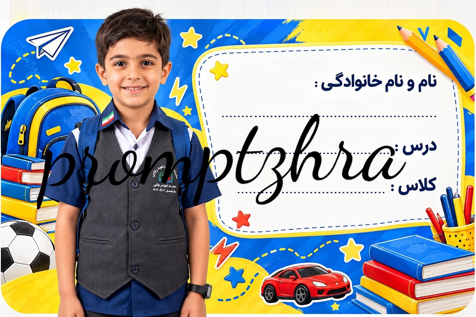 تصویر پرامپت برچسب دفتر مدرسه پسرانه | PromptsFA