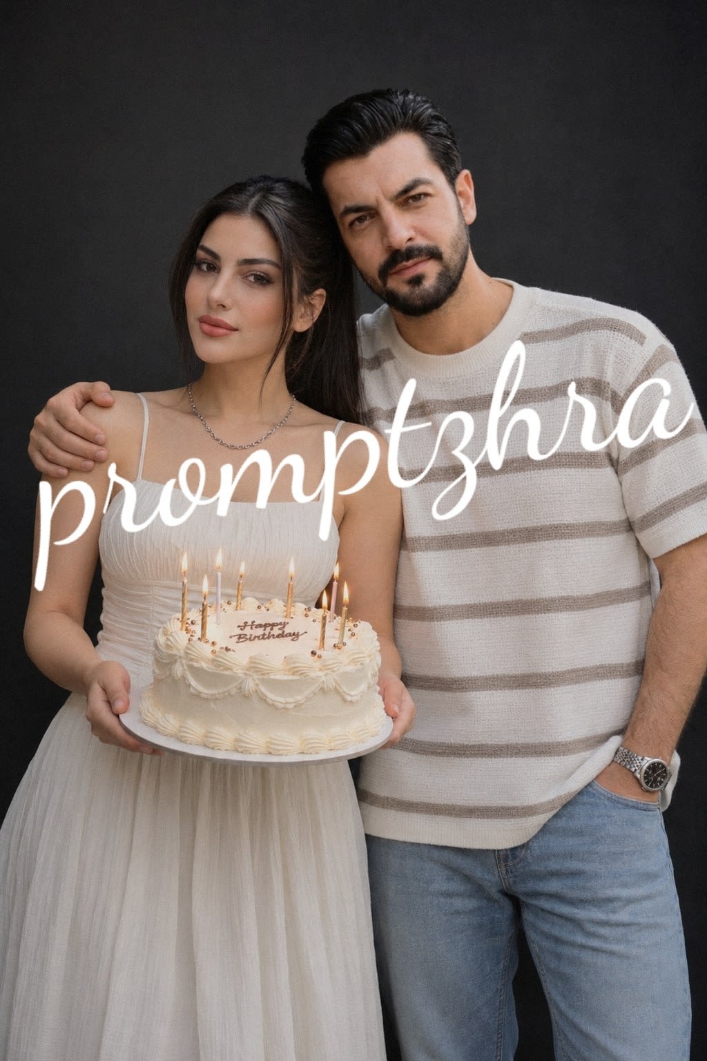 تصویر پرامپت پرتره تولد دونفره واقعگرایانه | PromptsFA