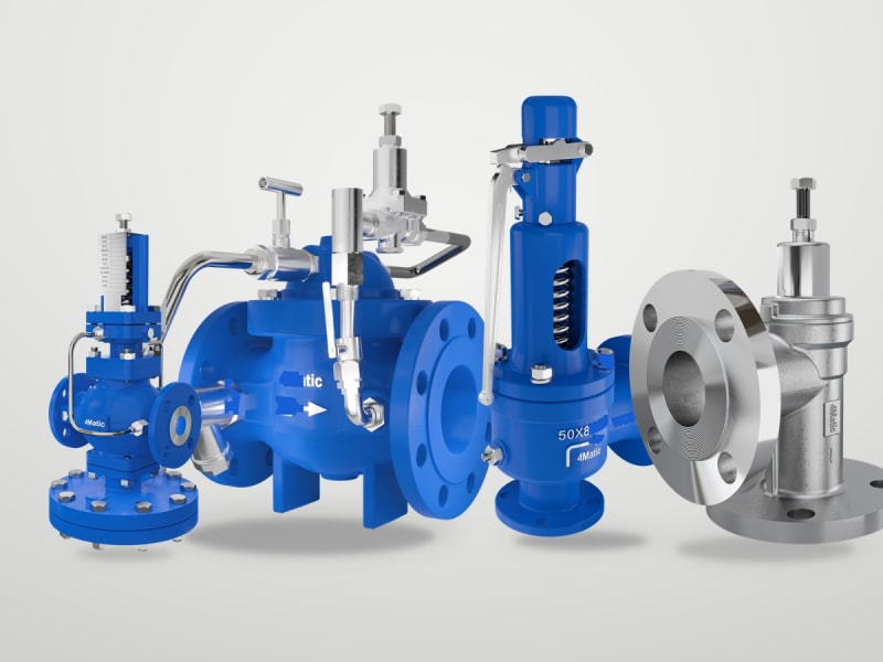 Heavy-duty industrial pressure reducing and safety relief valves for steam, water, and gas pipelines