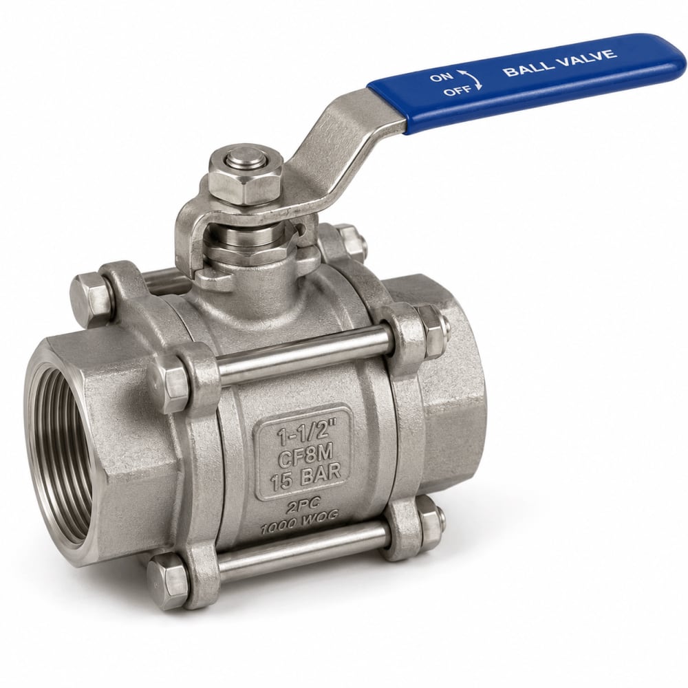 2PC Stainless Steel 1-1/2 Inch Ball Valve 15 Bar for industrial steam boiler piping