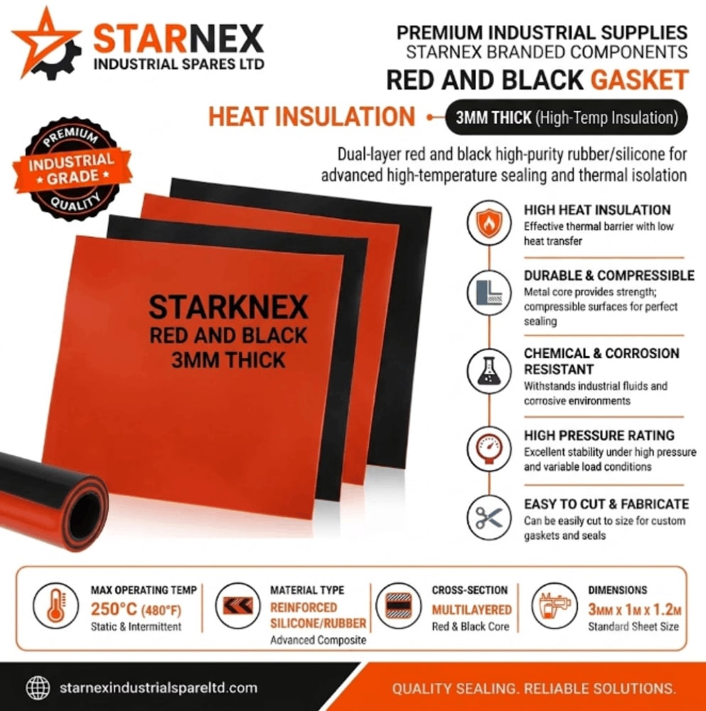 Red & Black Gasket Heat Insulation Sheet for custom boiler flange gaskets