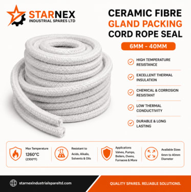 Ceramic Fibre Gland Packing Cord Rope Seal 6mm–40mm