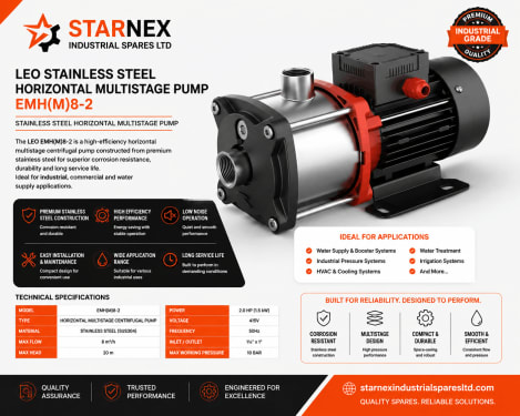 LEO EMH(M)8-2 Stainless Steel Horizontal Multistage Pump