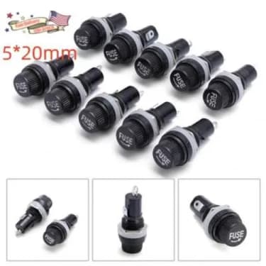 SL705D 5mm × 20mm Panel Mount Glass Fuse Holder 5A