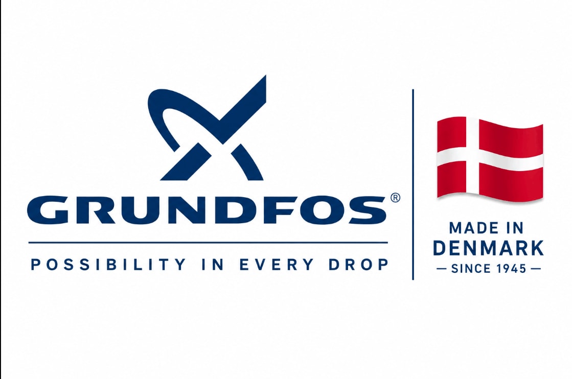 Grundfos (Denmark) official manufacturer logo and industrial spare parts branding