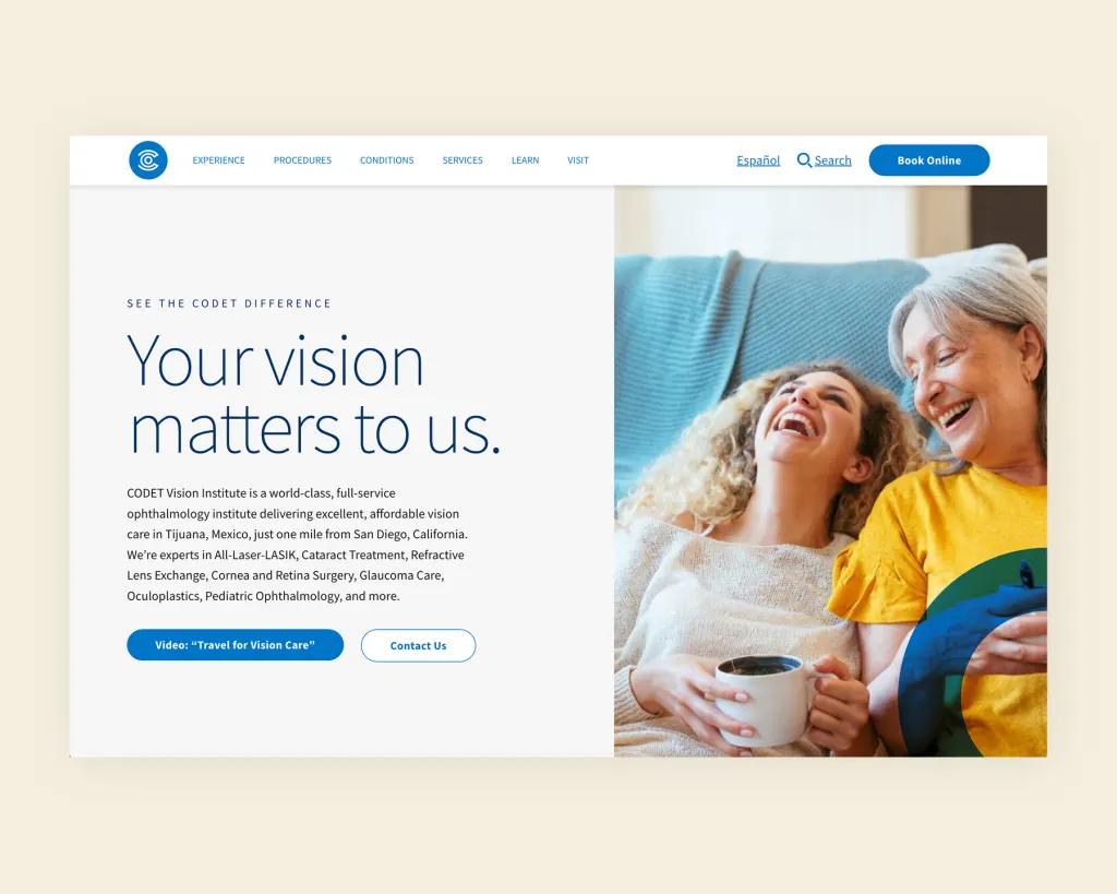 CODET Vision Institute website mockup.