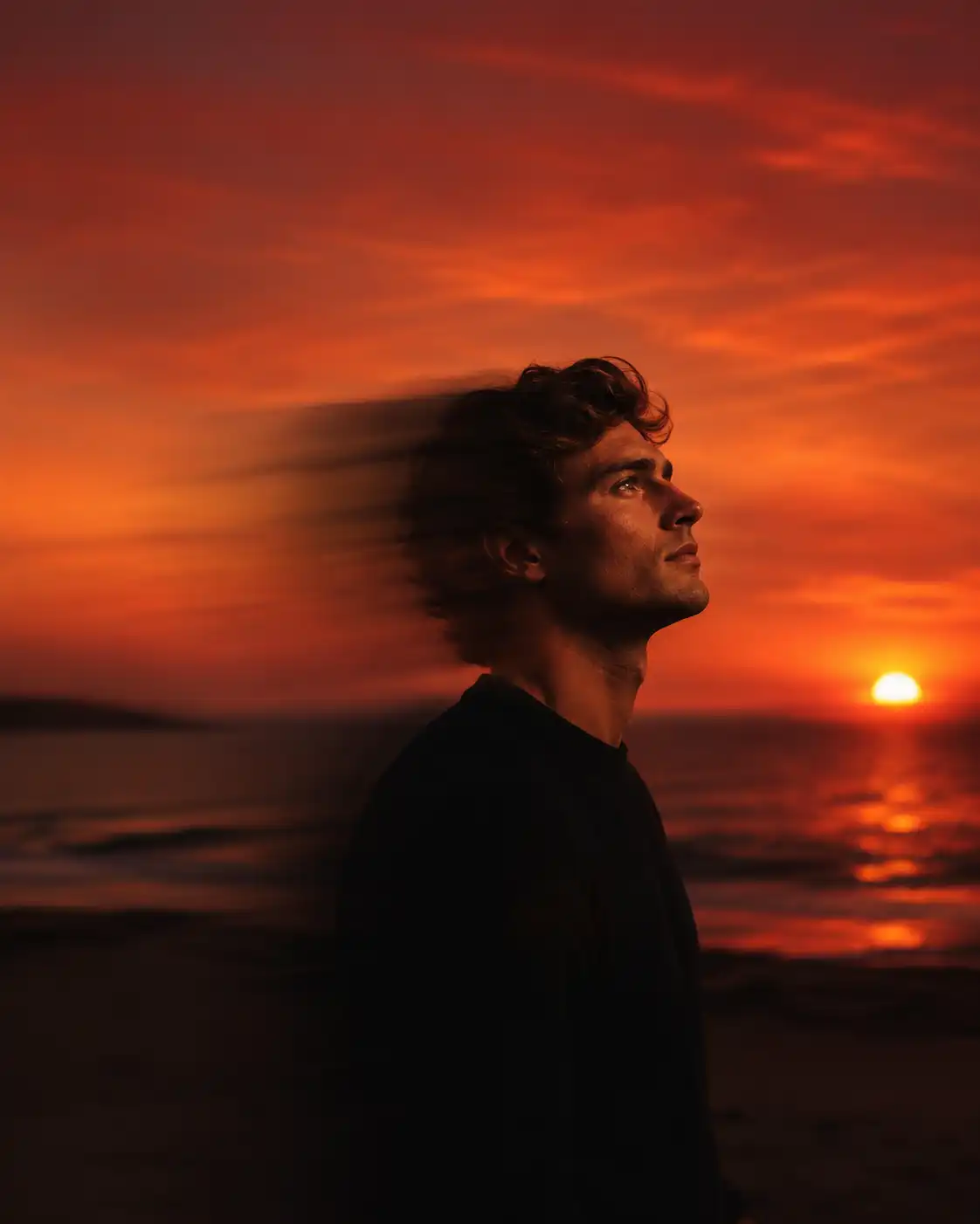 ChatGPT Crimson Sunset Motion Blur Portrait Prompt - ChatGPT Generated Prompt Result (After)