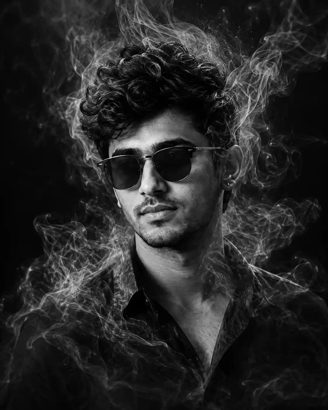 ChatGPT Black and White Smoke Dispersion Portrait Prompt - ChatGPT Generated Prompt Result (After)