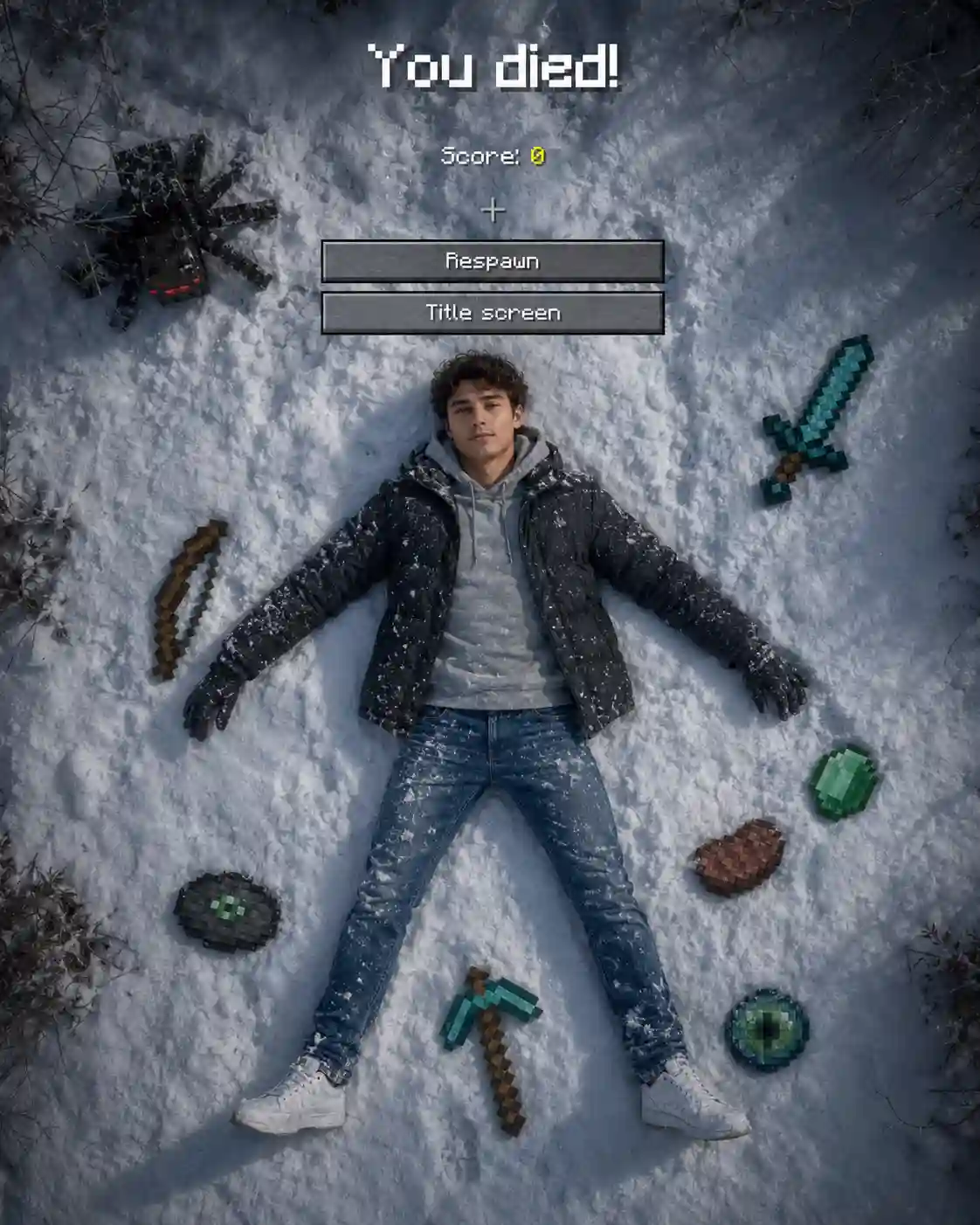 ChatGPT Minecraft Death Screen Winter Portrait Prompt - ChatGPT Generated Prompt Result (After)