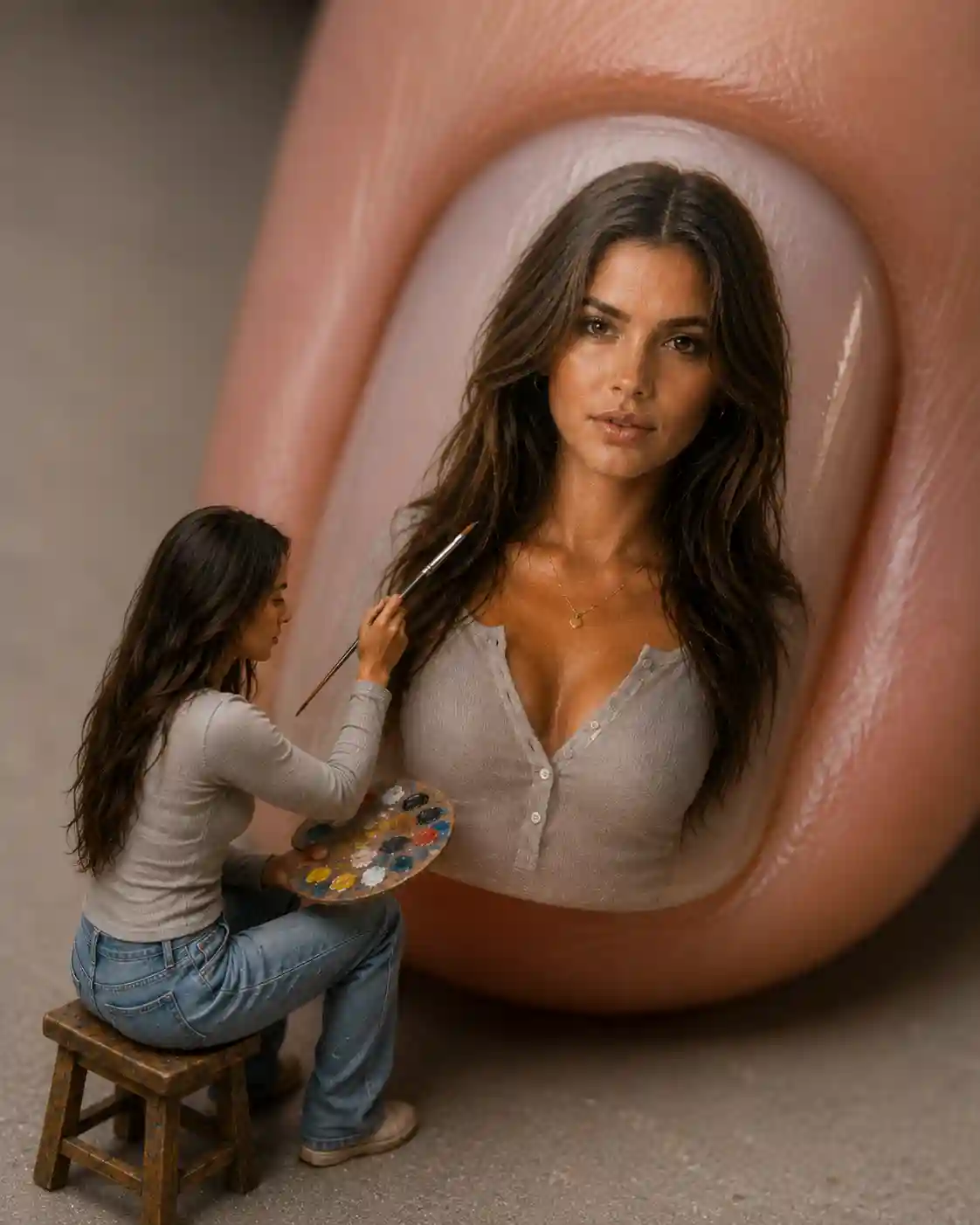 ChatGPT Miniature Artist Giant Fingernail Portrait Prompt - ChatGPT Generated Prompt Result (After)