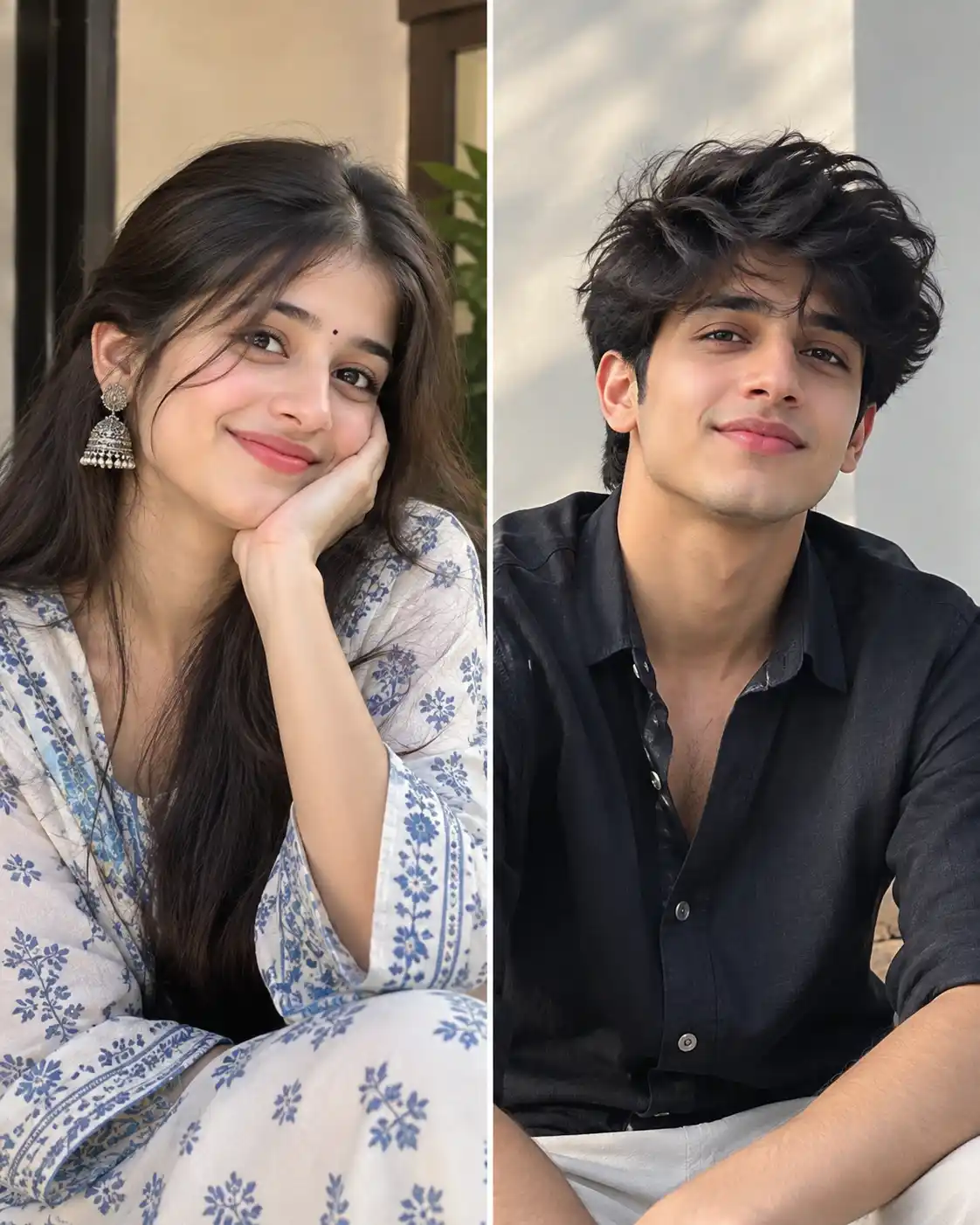 Cute Indian College Couple Portrait Photography Prompt | Ultra Realistic Romantic Photo - Original Photo for AI Prompt (Before)
