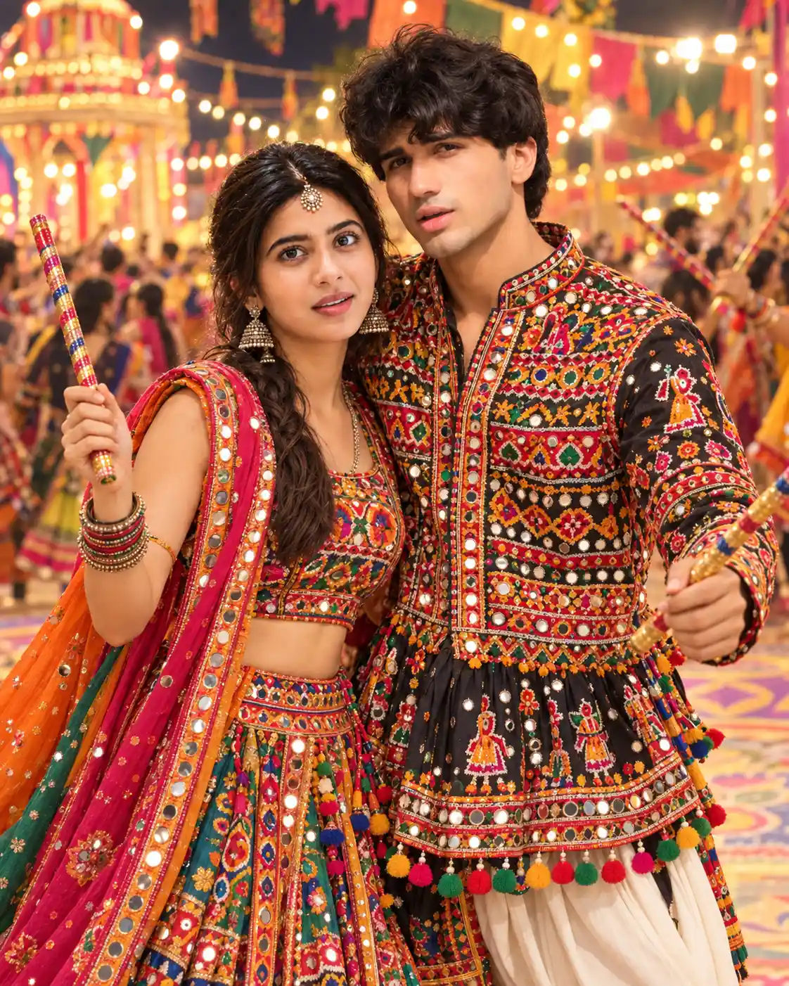Navratri Couple AI Photo Prompt – Realistic Garba Festival Portrait - ChatGPT Generated Prompt Result (After)