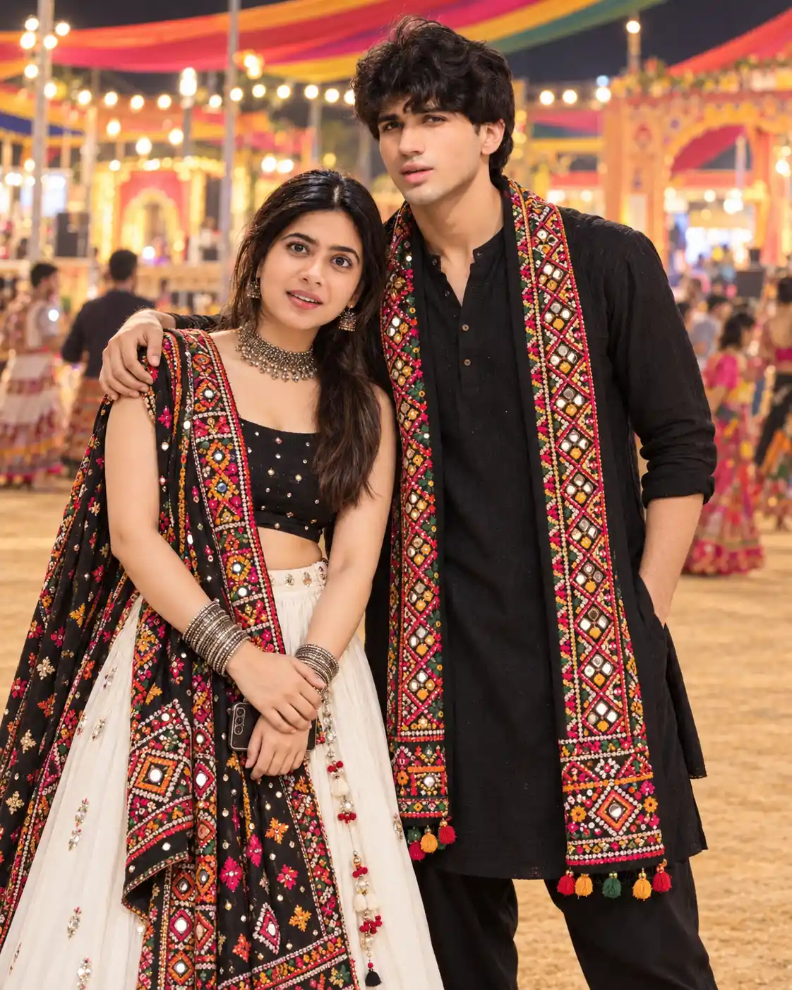 navratri couple photo editing prompt for gemini - Gemini Pro Generated Prompt Result (After)