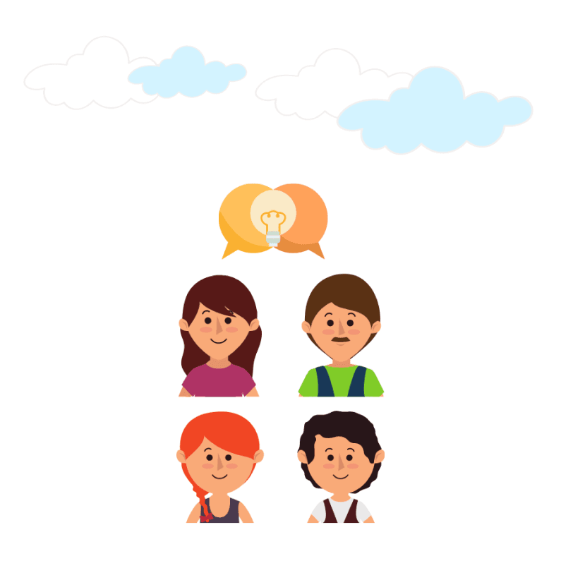 illustration showing four people talking