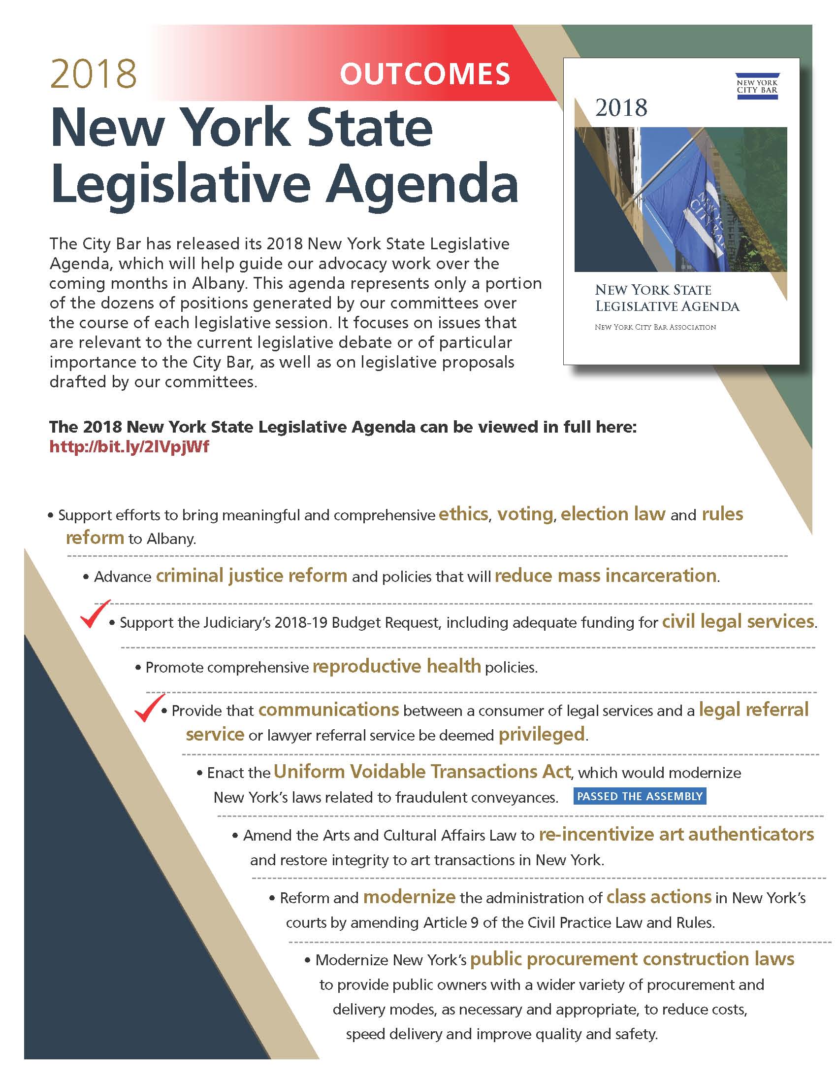 2018 New York State Legislative Agenda New York City Bar Association 