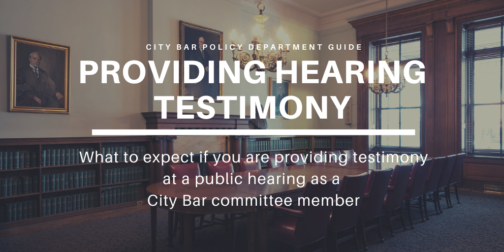 Providing Hearing Testimony What to Expect Issues & Policy Overview