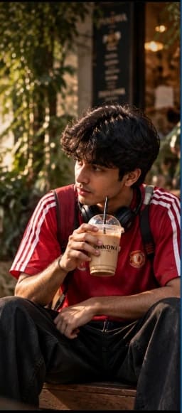 Customer enjoying signature iced coffee at Panowa