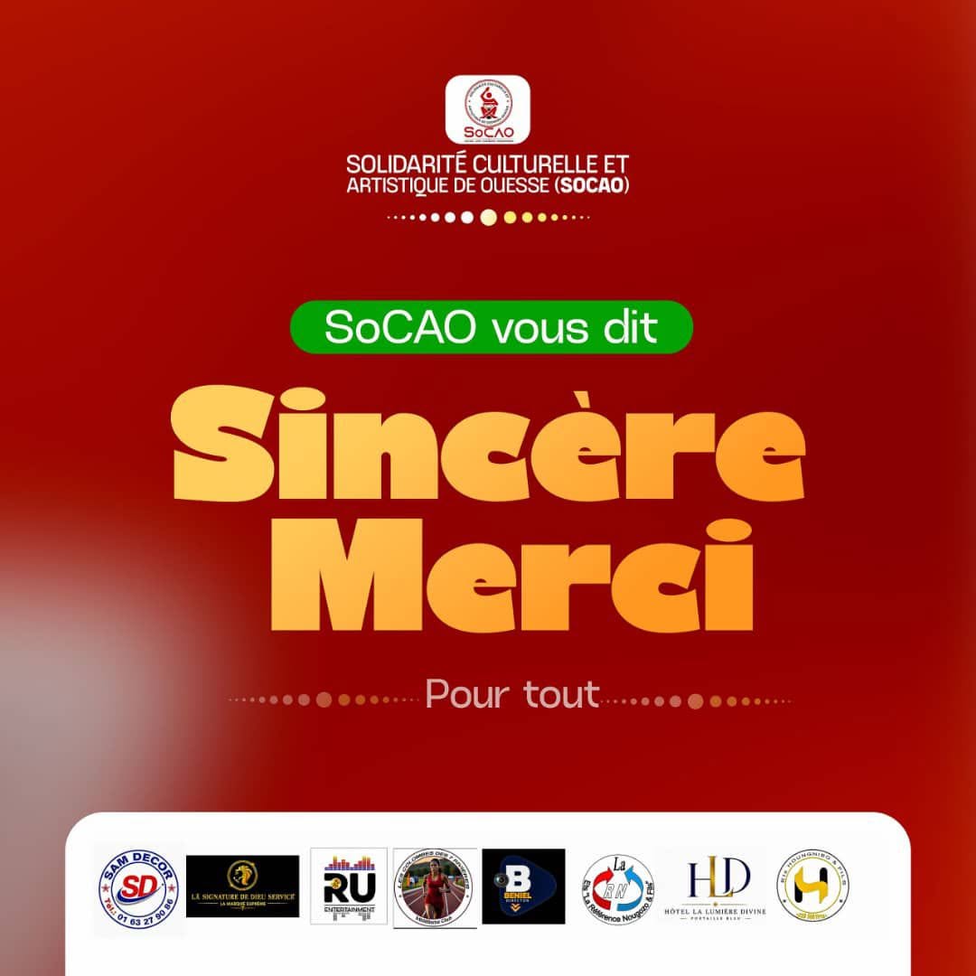 Affiche de remerciements de SoCAO aux partenaires et sponsors
