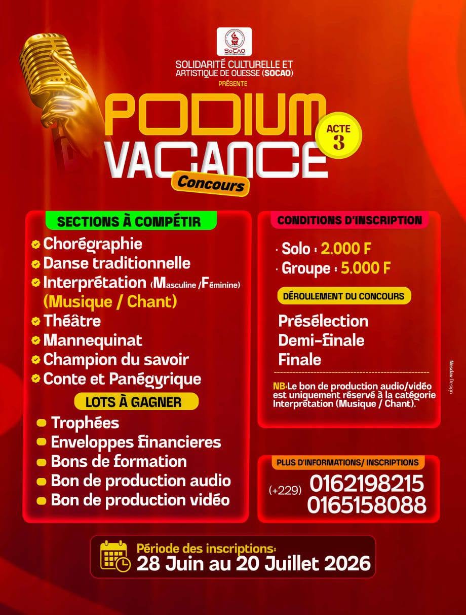 Affiche officielle du concours Podium Vacances Acte 3